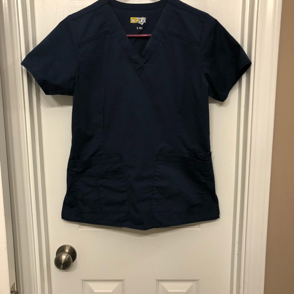 Wonderflex small scrub top- Navy blue